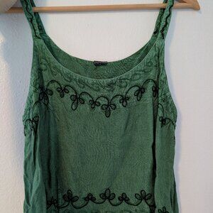 Embroidered flowy tank
